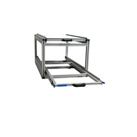 Dubbele schuifplateau aluminium voor camper 90x40 cm met Global Volkern topplaat 6 mm