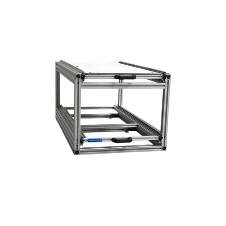 Dubbele schuifplateau aluminium voor camper 90x40 cm met Global Volkern topplaat 6 mm