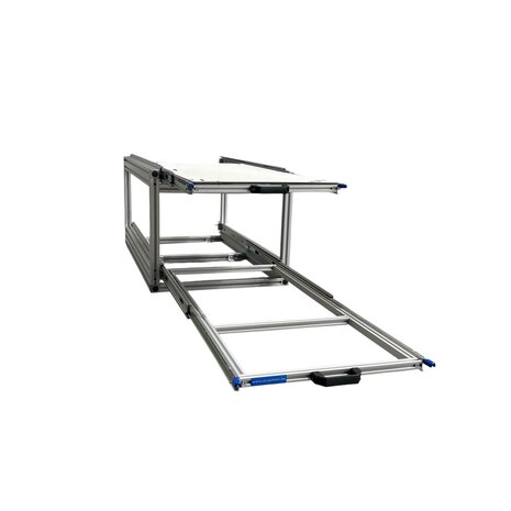 Dubbele schuifplateau aluminium voor camper 90x40 cm met Global Volkern topplaat 6 mm