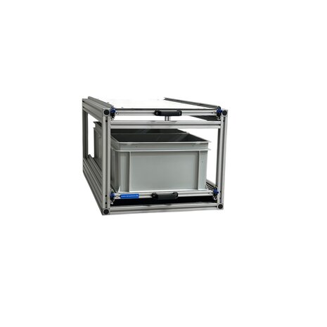 Dubbele schuifplateau 90x40 cm inclusief 2 open bakken en 6 mm global volkern bovenplaat