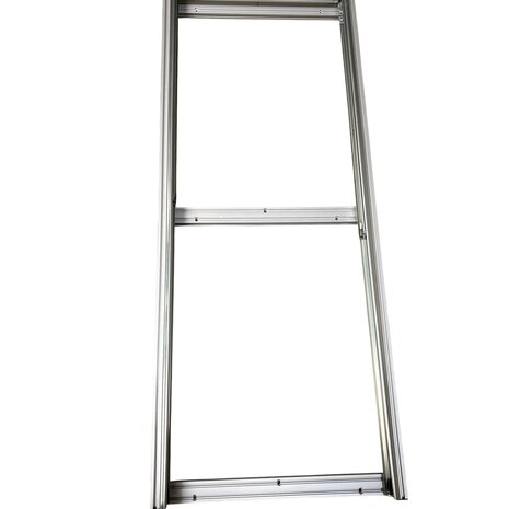 Schuifplateau eenhandsbediening 120x40 cm aluminium met 4 open bakken