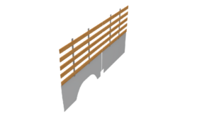 Wanden links + rechts lat-om-lat / lichtgrijze onderpanelen