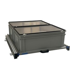 Schuifplateau aluminium voor camper 80x60 cm inclusief 2 bakken met deksel