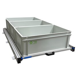 Schuifplateau aluminium voor camper 120x60 cm met 3 open bakken