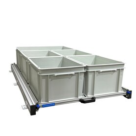 Schuifplateau aluminium voor camper 120x60 cm met 5 open bakken