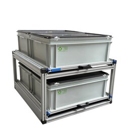 Schuifplateau dubbel 80x60 cm inclusief 4 gesloten bakken