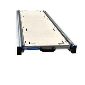 Schuifplateau aluminium voor camper 120x30 cm met multiplex berk 9 mm bovenplaat