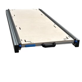Schuifplateau aluminium voor camper 120x40 cm met multiplex berk  9 mm bovenplaat