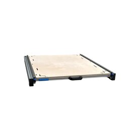 Schuifplateau aluminium voor camper 80x60 cm met multiplex berk 9 mm bovenplaat